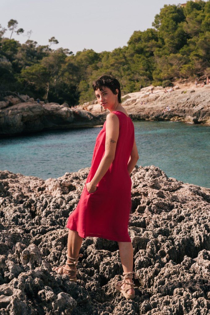 Norah loose linen dress in Rosy Brown from AmourLinen