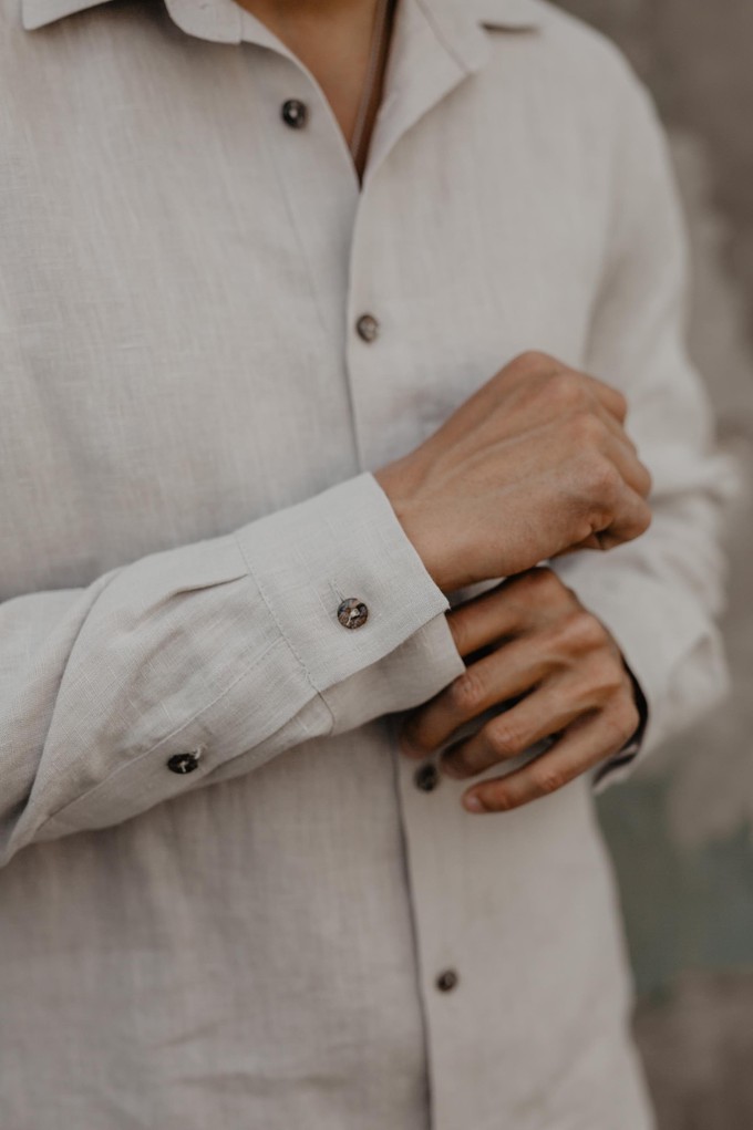 Classic linen shirt HECTOR S Cream from AmourLinen