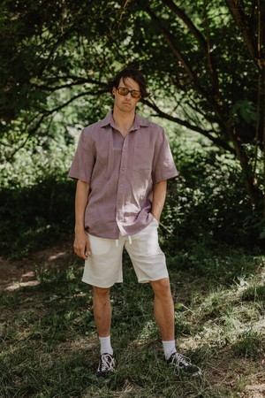 Oversized linen shirt MAGNUS in Dusty Lavender from AmourLinen