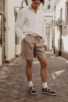 Linen shorts ARES in Cream via AmourLinen