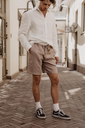 Linen shorts ARES in Charcoal | sale from AmourLinen