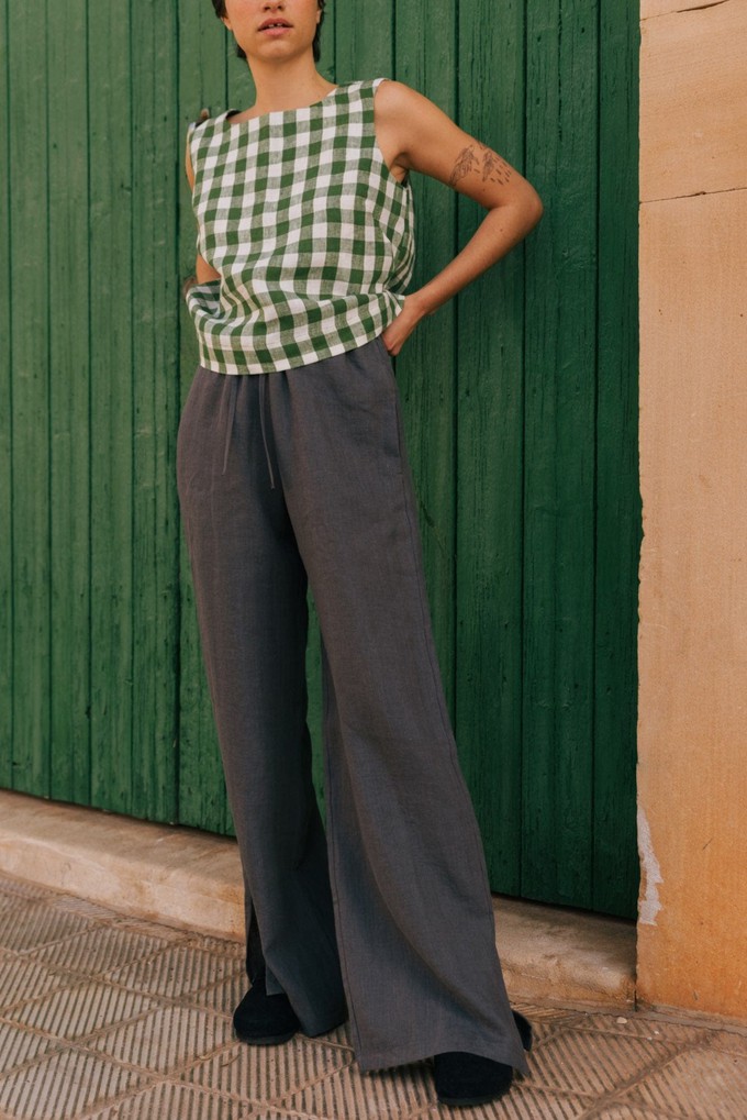 Leah wide linen pants with slits from AmourLinen