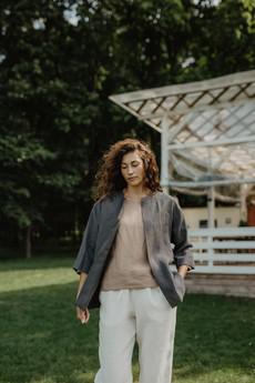 Linen oversized jacket Kyiv L Sage Green via AmourLinen