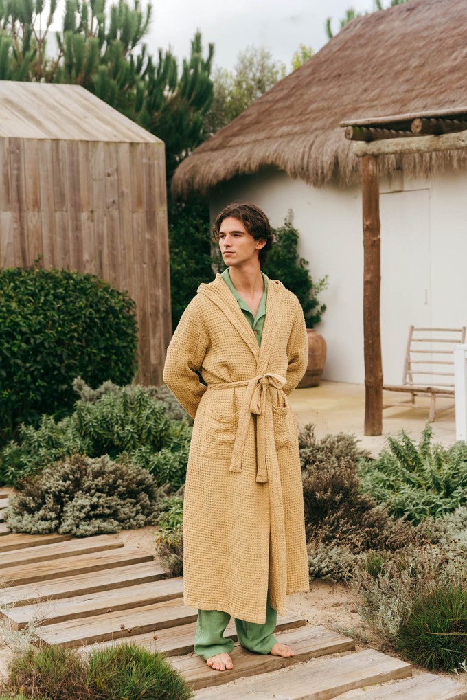 Men's waffle linen bathrobe from AmourLinen