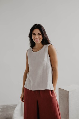 Classical linen top COLETTE in Cream from AmourLinen