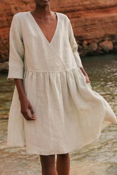 Daphne linen dress XL White via AmourLinen