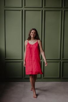 Linen slip dress ZOE in Viva Magenta via AmourLinen