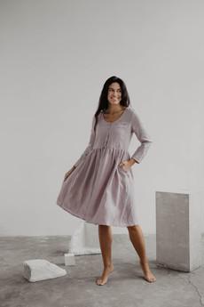 LAPLAND mid-length linen dress in Dusty Rose via AmourLinen