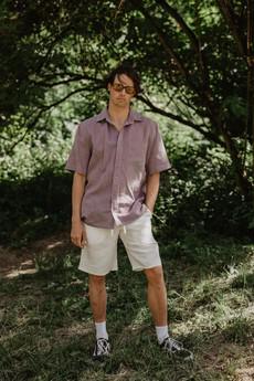 Oversized linen shirt MAGNUS in Dusty Lavender via AmourLinen