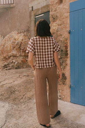 BARBORA straight linen pants in Rosy Brown from AmourLinen