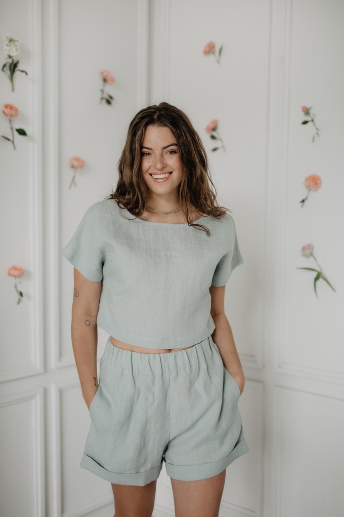 Linen crop top with buttons LISA from AmourLinen