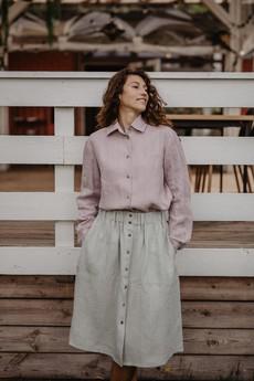 Linen skirt with buttons DAISY in Cream via AmourLinen