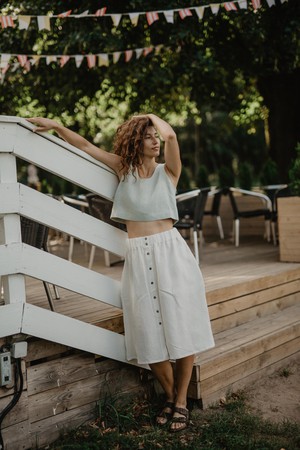 Linen skirt with buttons DAISY S Striped from AmourLinen