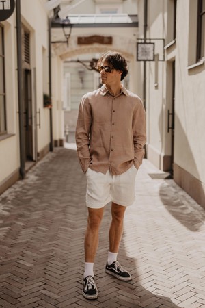 Classic linen shirt HECTOR in Rosy Brown from AmourLinen