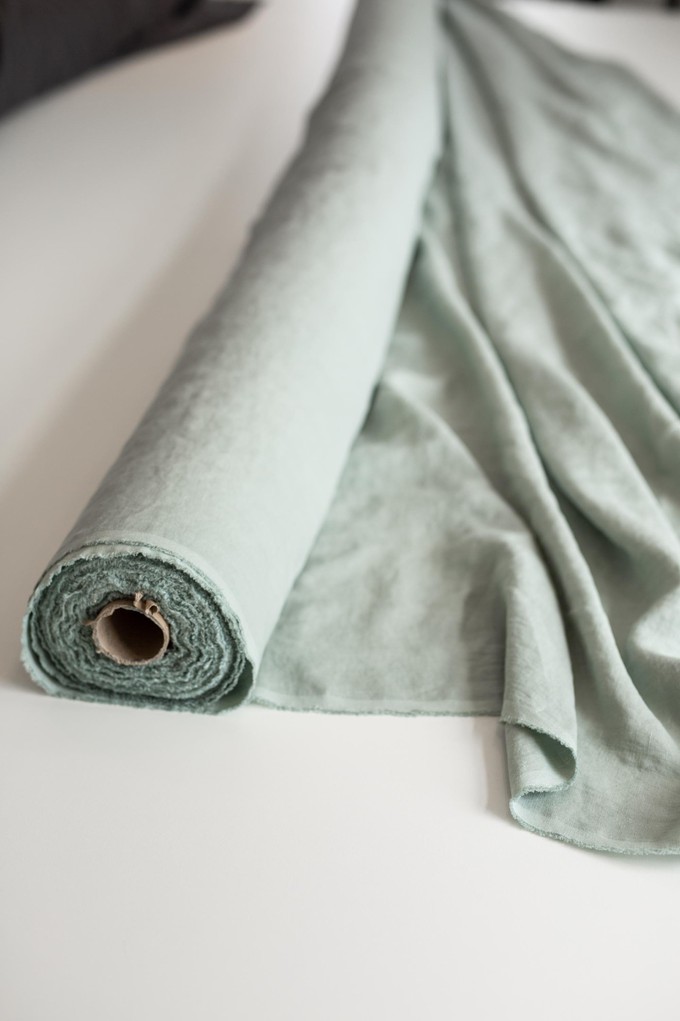 Sage Green 95" / 240 cm linen fabric from AmourLinen