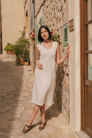 INES slip midi linen dress from AmourLinen