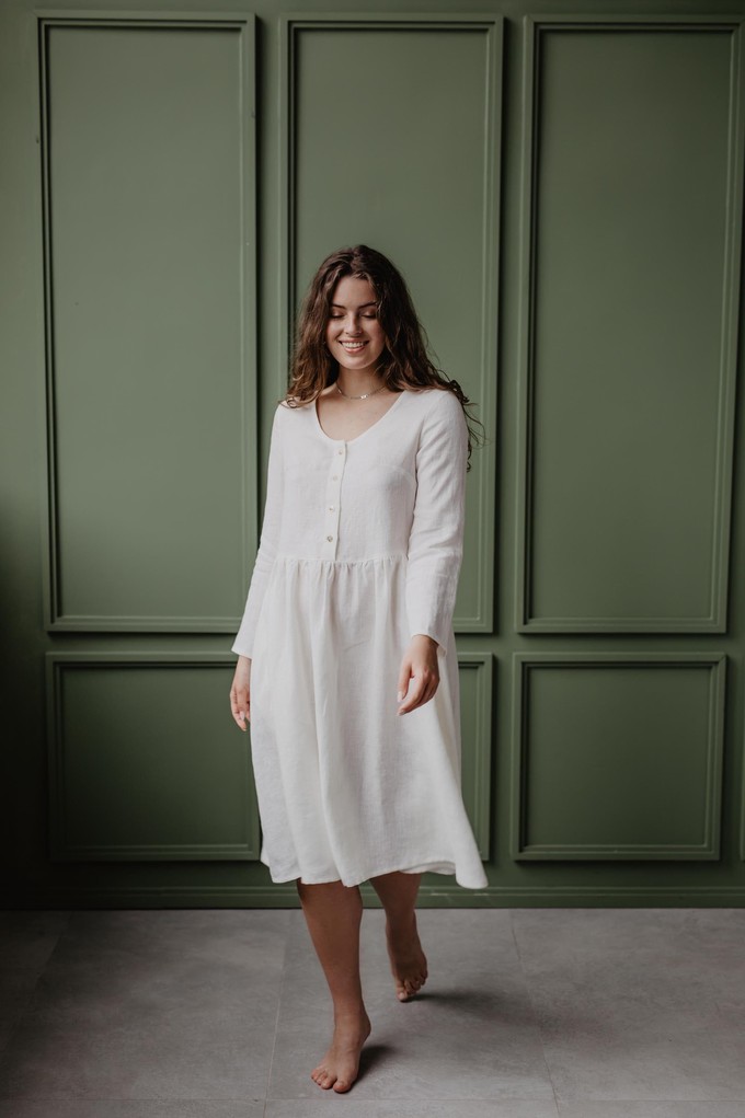 Lapland mid-length linen dress XL White from AmourLinen