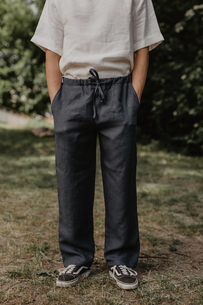 Linen pants ADONIS in Charcoal from AmourLinen