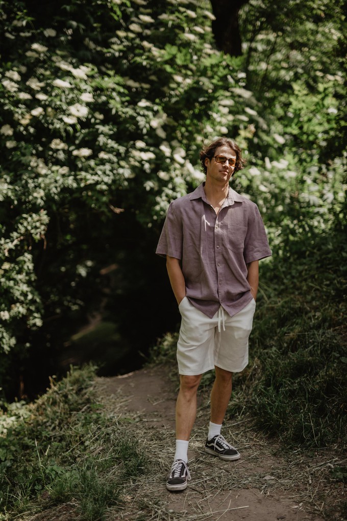 Oversized linen shirt MAGNUS in Dusty Lavender from AmourLinen