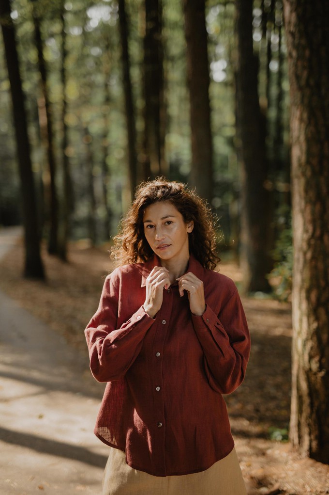 Odense casual linen shirt ODENSE S Terracotta from AmourLinen