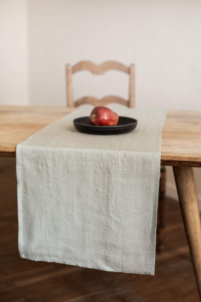 Linen table runner in Sage Green from AmourLinen