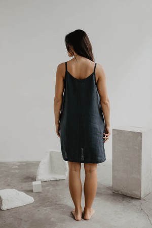 Linen slip dress ZOE in Charcoal from AmourLinen