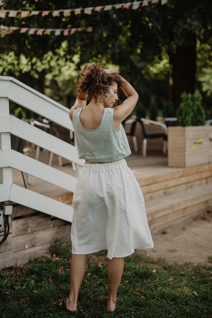 Mini linen crop top PIPPA in Sage Green from AmourLinen