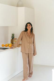 Long sleeve pyjama set NIGHTLY in Rosy Brown via AmourLinen