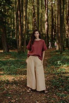 Wide linen pants ISABELLA in Mustard via AmourLinen