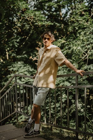 Oversized linen shirt MAGNUS in Cream from AmourLinen