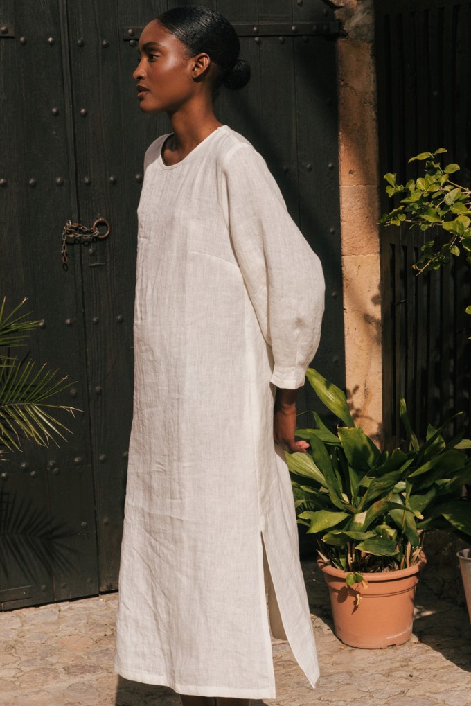 AMALIA long-length linen dress in White from AmourLinen