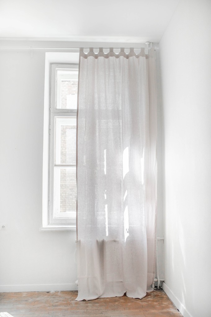 Tab top linen curtain - 91x90" / 230x229cm / Cream from AmourLinen