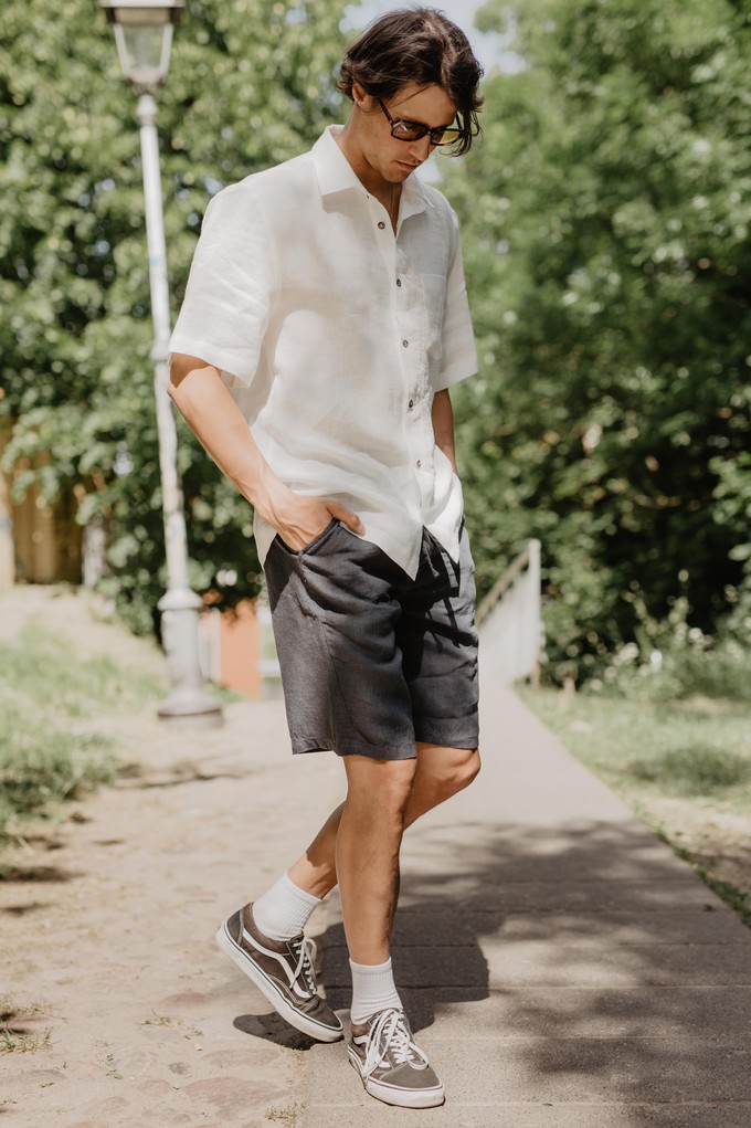 Classic linen shorts HERMES L Charcoal from AmourLinen