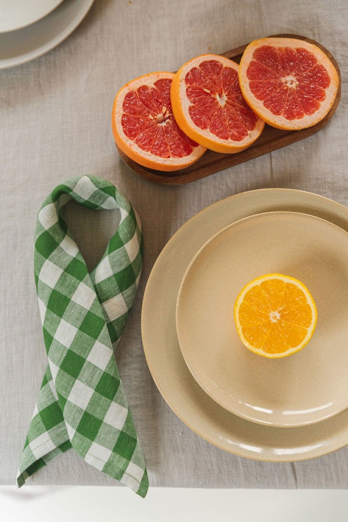 Linen napkins set of 2 in Green Gingham from AmourLinen