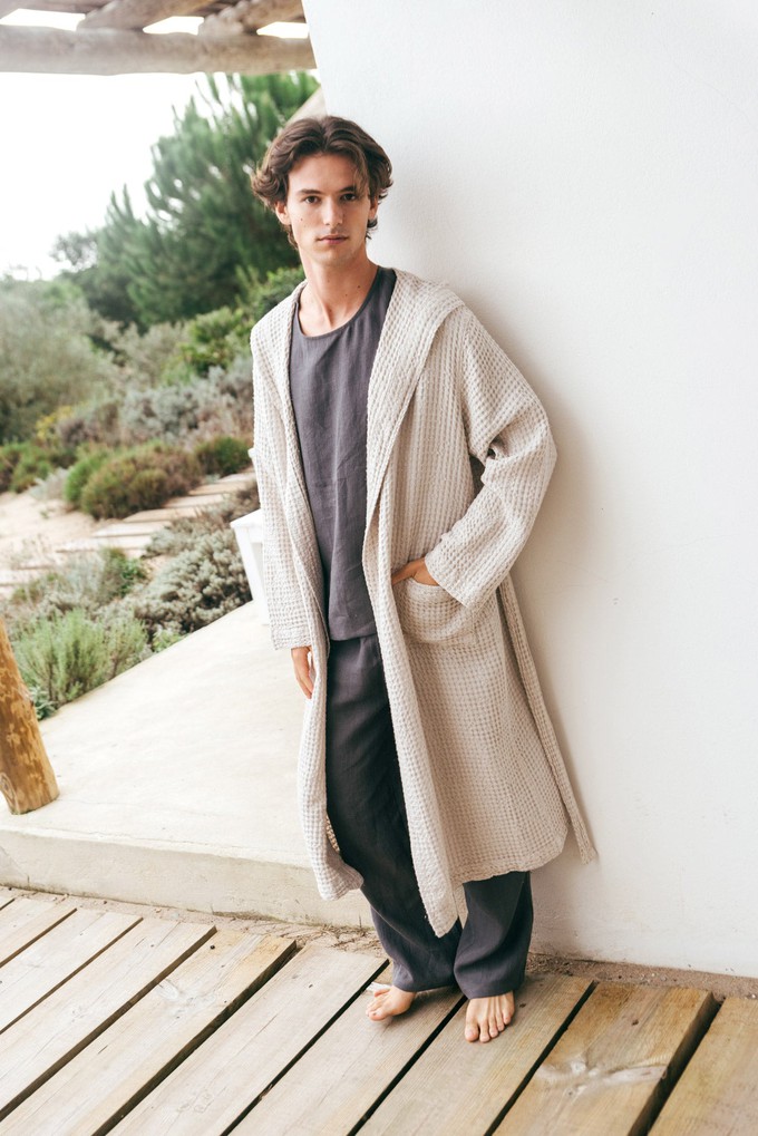 Men's waffle linen bathrobe from AmourLinen