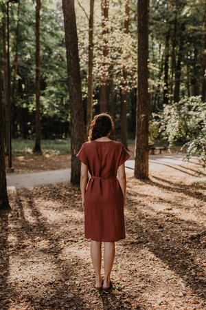 Linen wrap dress ROME in Terracotta from AmourLinen