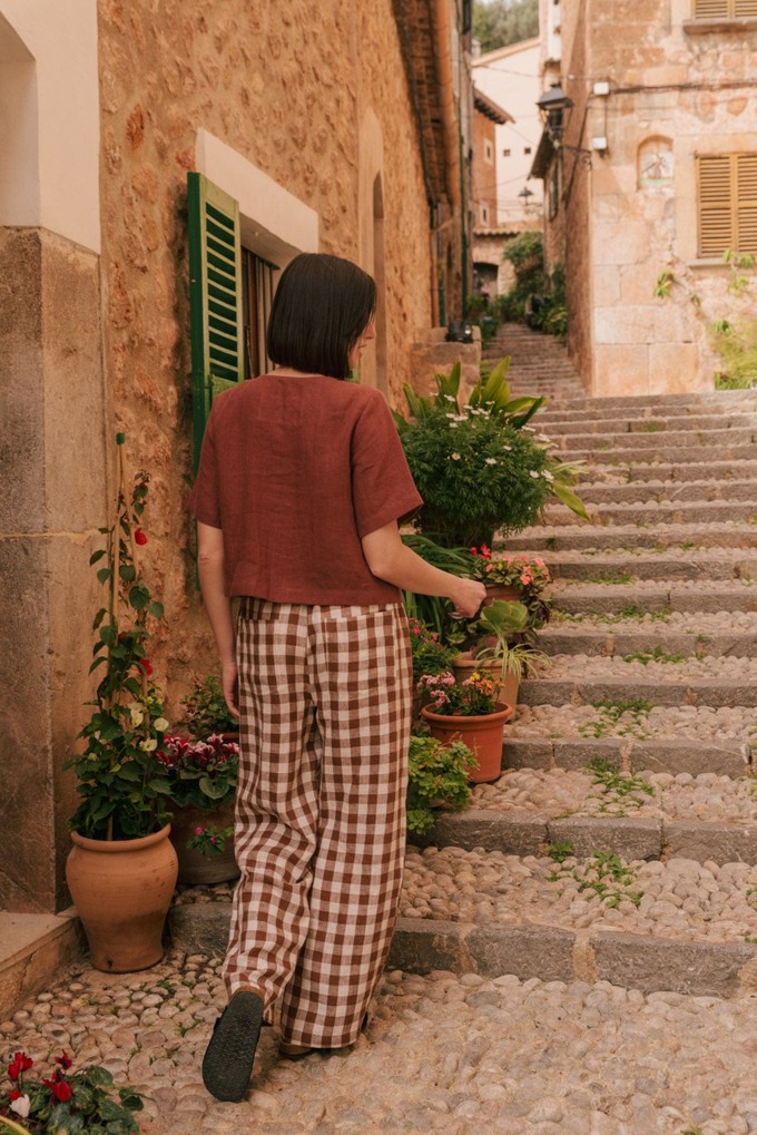 Maeve button linen top XL Terracotta from AmourLinen