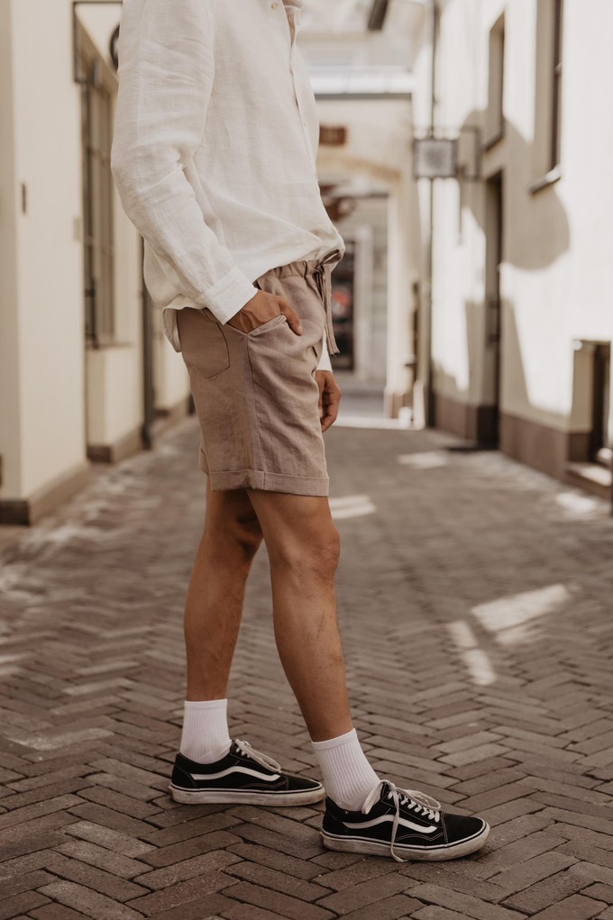 Linen shorts ARES in Cream | sale from AmourLinen