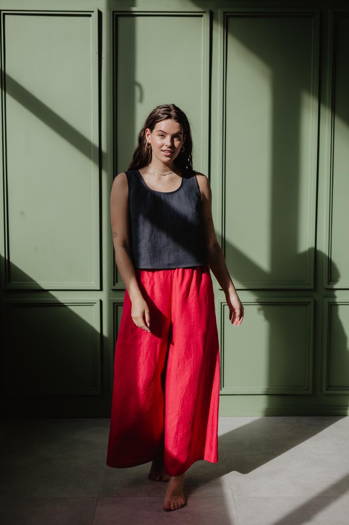 Wide linen pants ISABELLA in Viva Magenta from AmourLinen