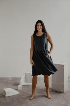 Linen sleeveless summer dress HAZEL in Charcoal via AmourLinen