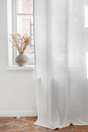 Tab top linen curtain - 53x76" / 135x193cm / White from AmourLinen