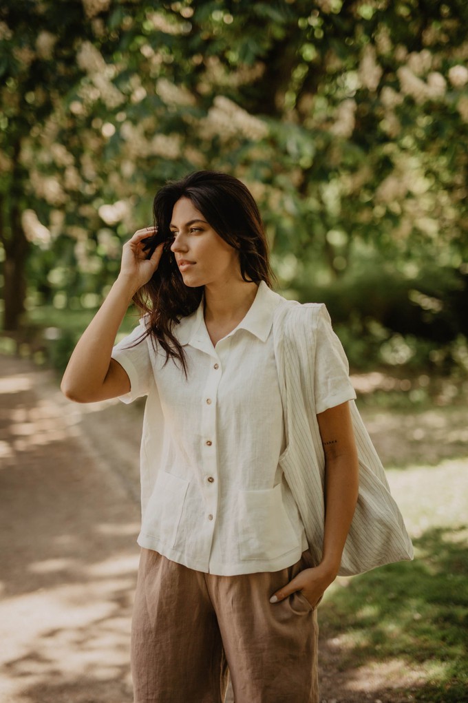 Linen summer shirt SCARLETT in Rosy Brown from AmourLinen