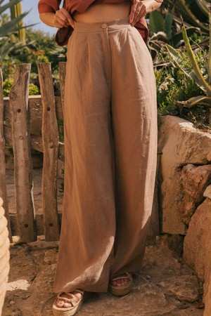 Lydia classic linen pants in Rosy Brown from AmourLinen