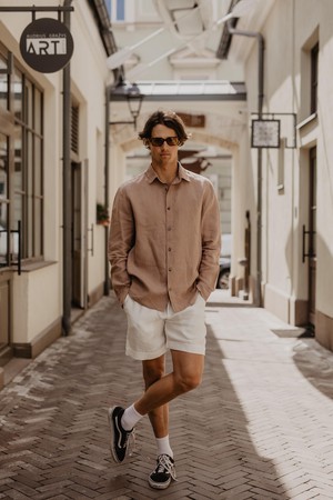 Classic linen shirt HECTOR in Rosy Brown from AmourLinen