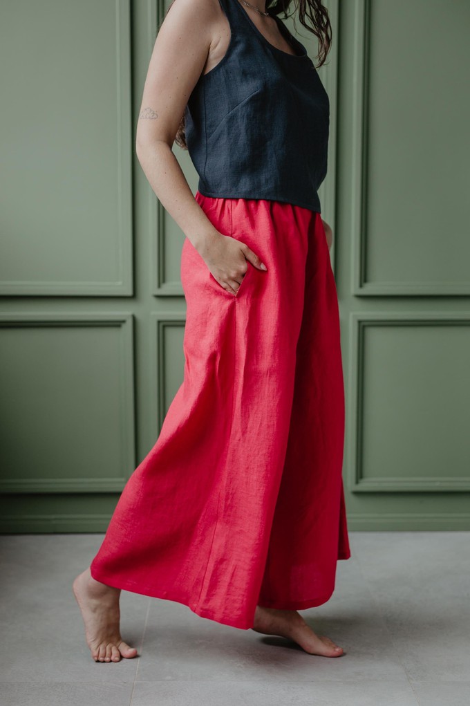 Wide linen pants ISABELLA in Viva Magenta from AmourLinen