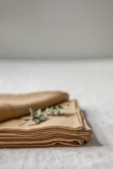 Linen flat sheet in Mustard via AmourLinen