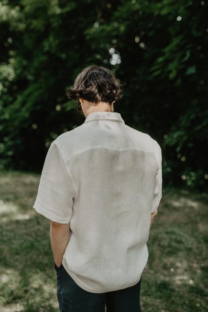 Oversized linen shirt MAGNUS in White from AmourLinen