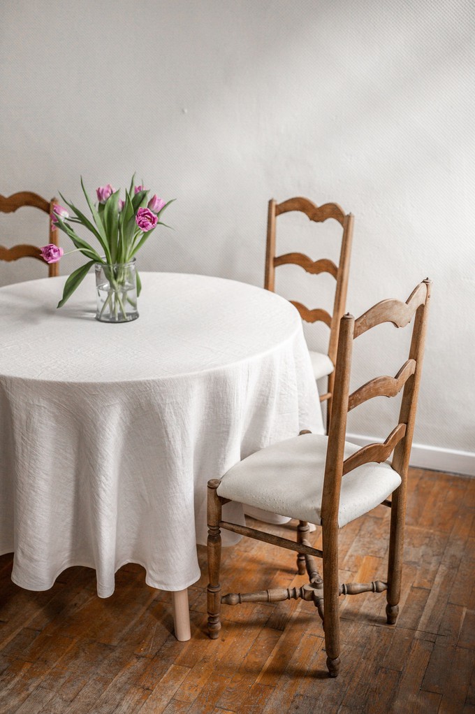 Round linen tablecloth in Cream from AmourLinen