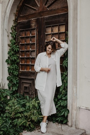 Linen oversized shirt Marrakesh in White from AmourLinen