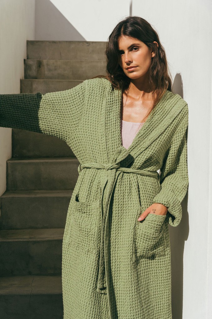 Waffle linen bathrobe Snuggle from AmourLinen